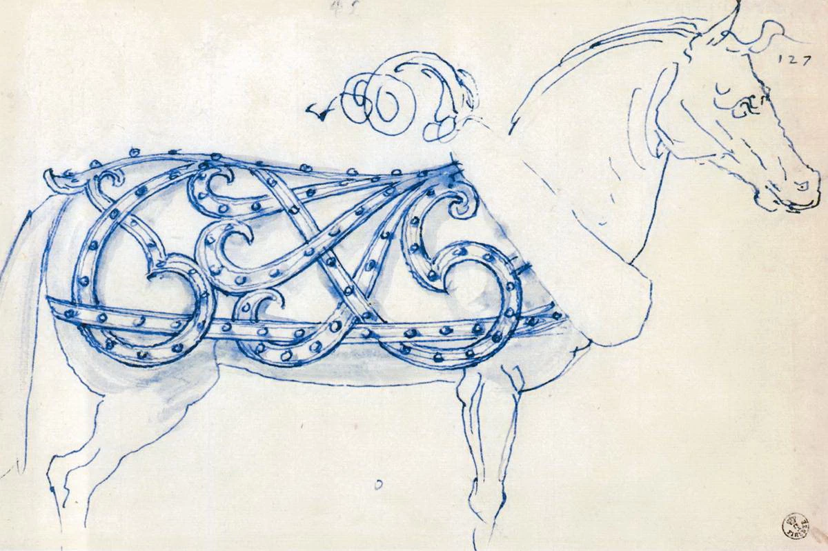 Disegno di Imbracatura per cavalli - Uffizi, Firenze